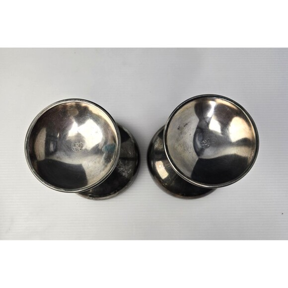 2 Vintage Roma S.L. Champagne Goblets Spain Twisted Grapevine Stem Silver Plate - Picture 12 of 14